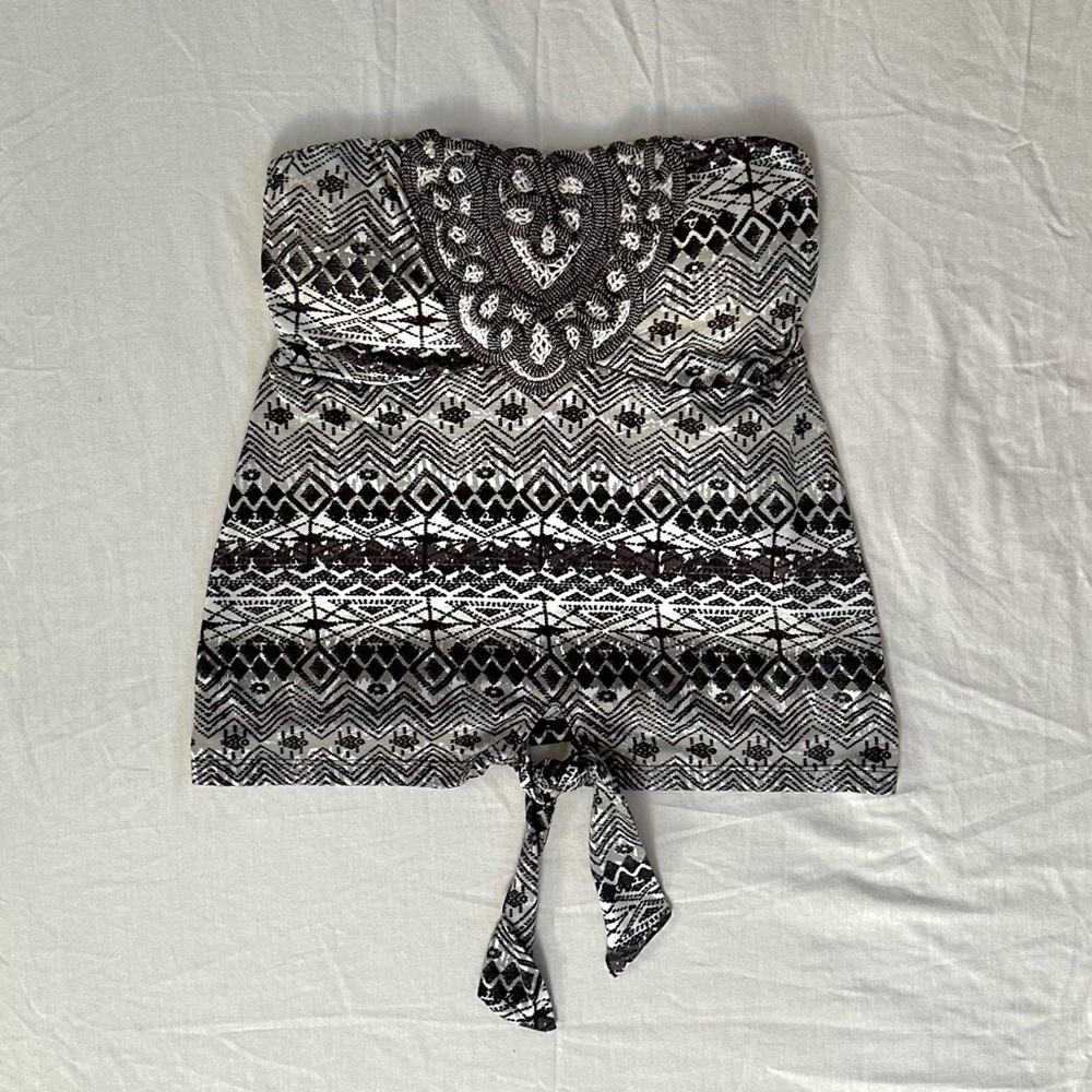 Y2K bongo tube top patterned top